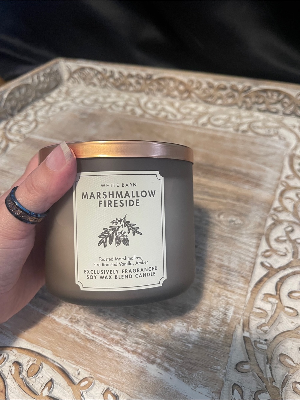 White Barn Marshmallow Fireside Candle in Taupe with Copper Lid - Picture 1 of 4